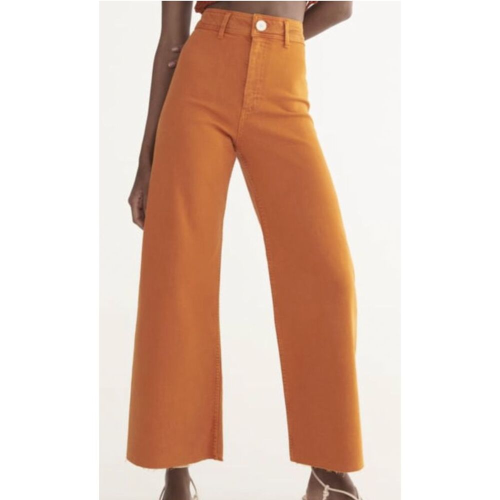 Zara ZW The Marine Straight Jeans Pumpkin Orange Rust High Rise Size 6